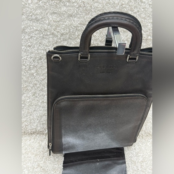 Prada Aged Saffiano Leather Vertical Briefcase Bag - Picture 2 of 16